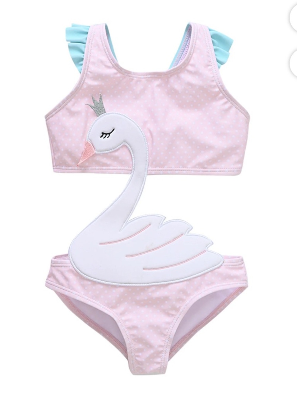 Girls Pink Swan One-Piece Swimsuit